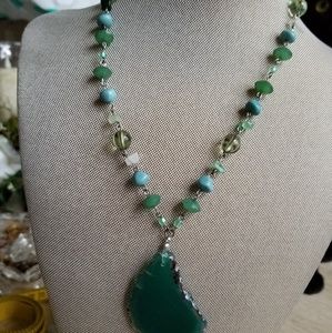Turquoise and green stone necklace